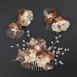 Flower Hair Comb Set Bride Gifts Wedding Accessories Hair Pins Bridal Headpiece